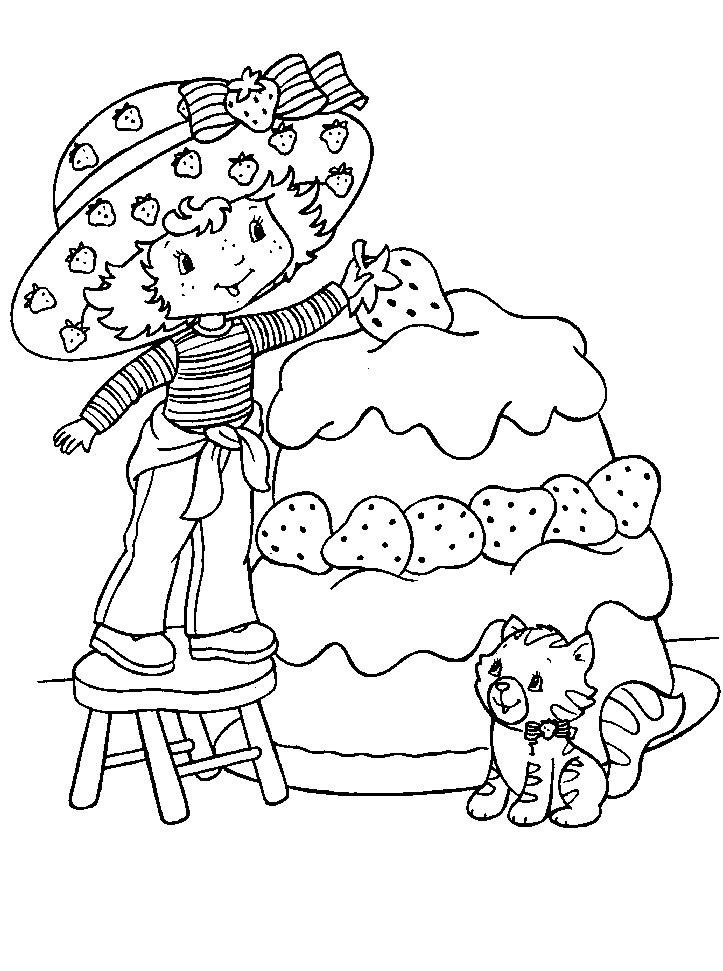 coloriage charlotte fait un gateau aux fraises
